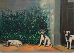 Dinah Maxwell Smith,
Three Dogs, Sunning, 1984
Oil on canvas
28 x 40 inches
$6,500

