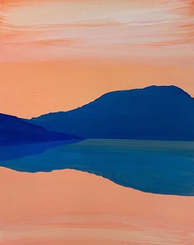 Sebastian Blanck - painting entitled Orange Sherbert Sky, 2019, oil on linen, 16 x 
